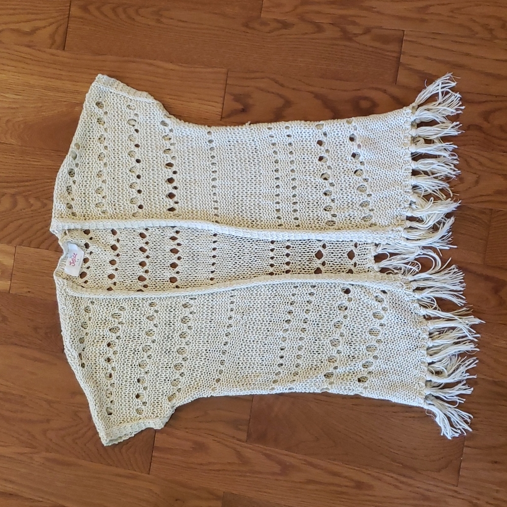 Justice short sleeve cream cardigan girls size 14